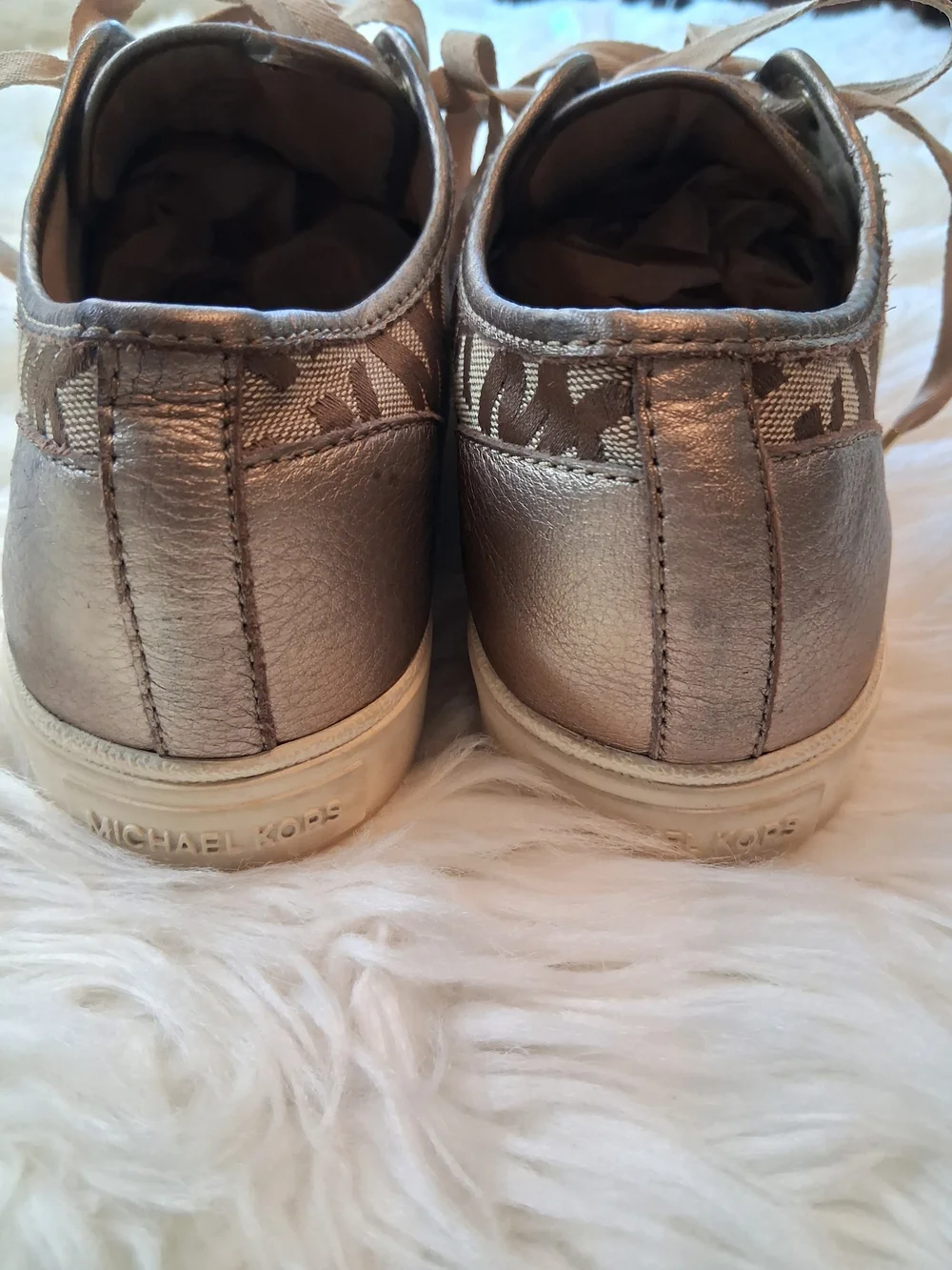 Tan Brown Pewter Bronze Michael Kors Sneakers Size 10 Lace Up